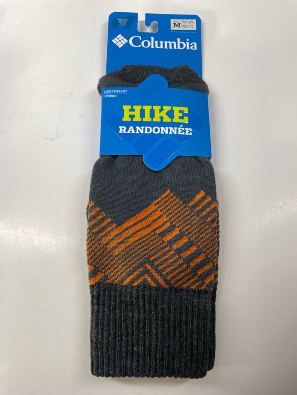 Columbia Hike Crew Socks Light weight merino wool M6-9, W8-11.5